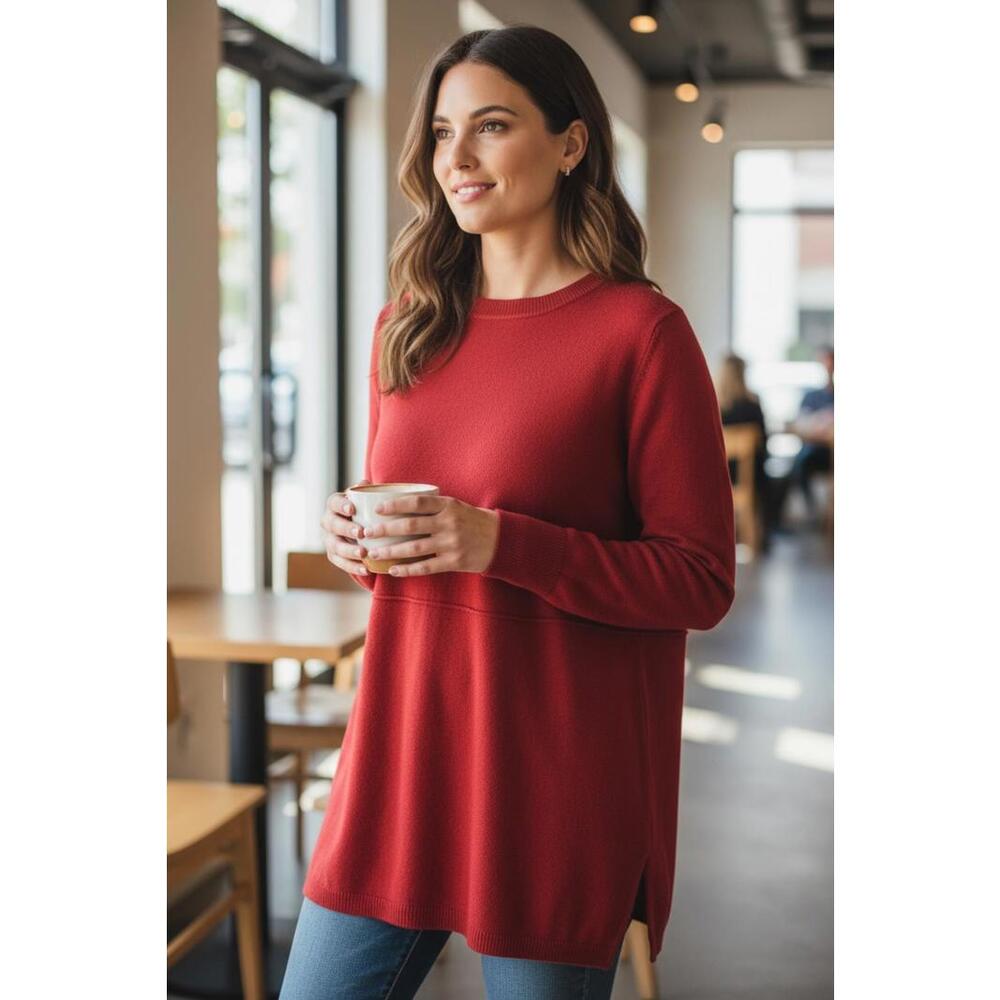 J.Jill Red Long Sleeve Tunic Sweater XL‎